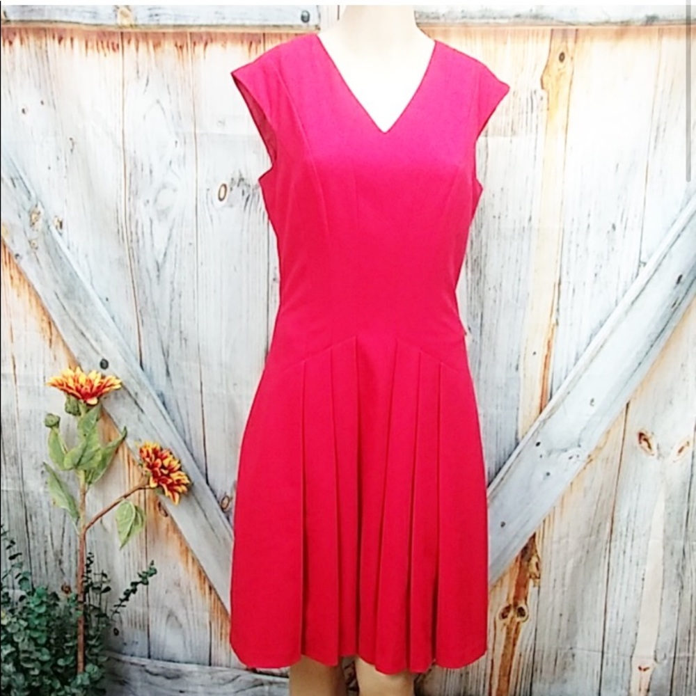 Calvin Klein Hot Pink V-Neck Midi Dress